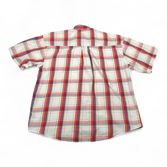 Vintage Wrangler Shirt Adult LARGE White Red Madras Plaid Painted Desert Y2K - Picture 3 of 10